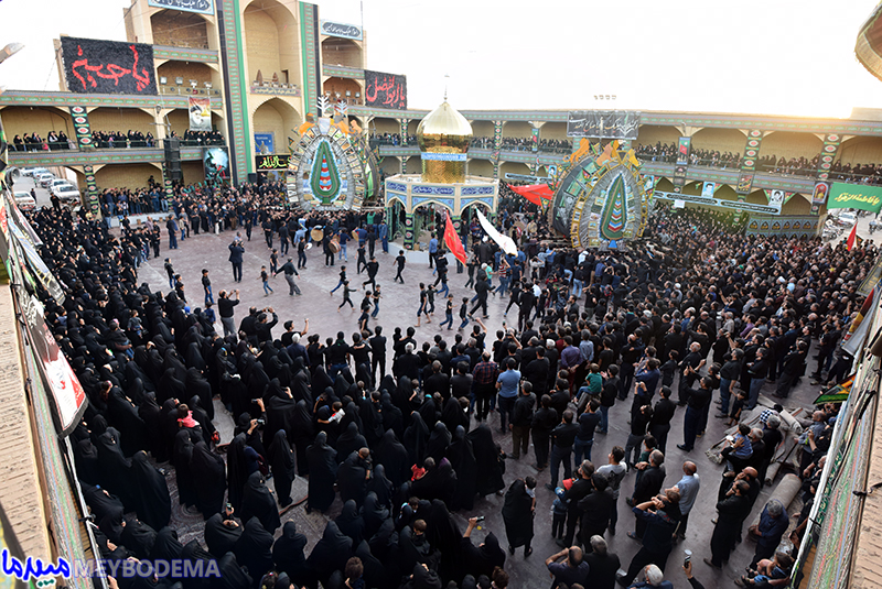گزارش تصویری از نخل‌برداری روز سیزده محرم در حسینیه دارالشفاء یخدان + کلیپ