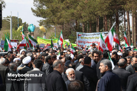 راهپیمایی روز قدس در میبد؛ فریاد «نه سازش، نه تسلیم» و بیعت با رهبر جدید کشور